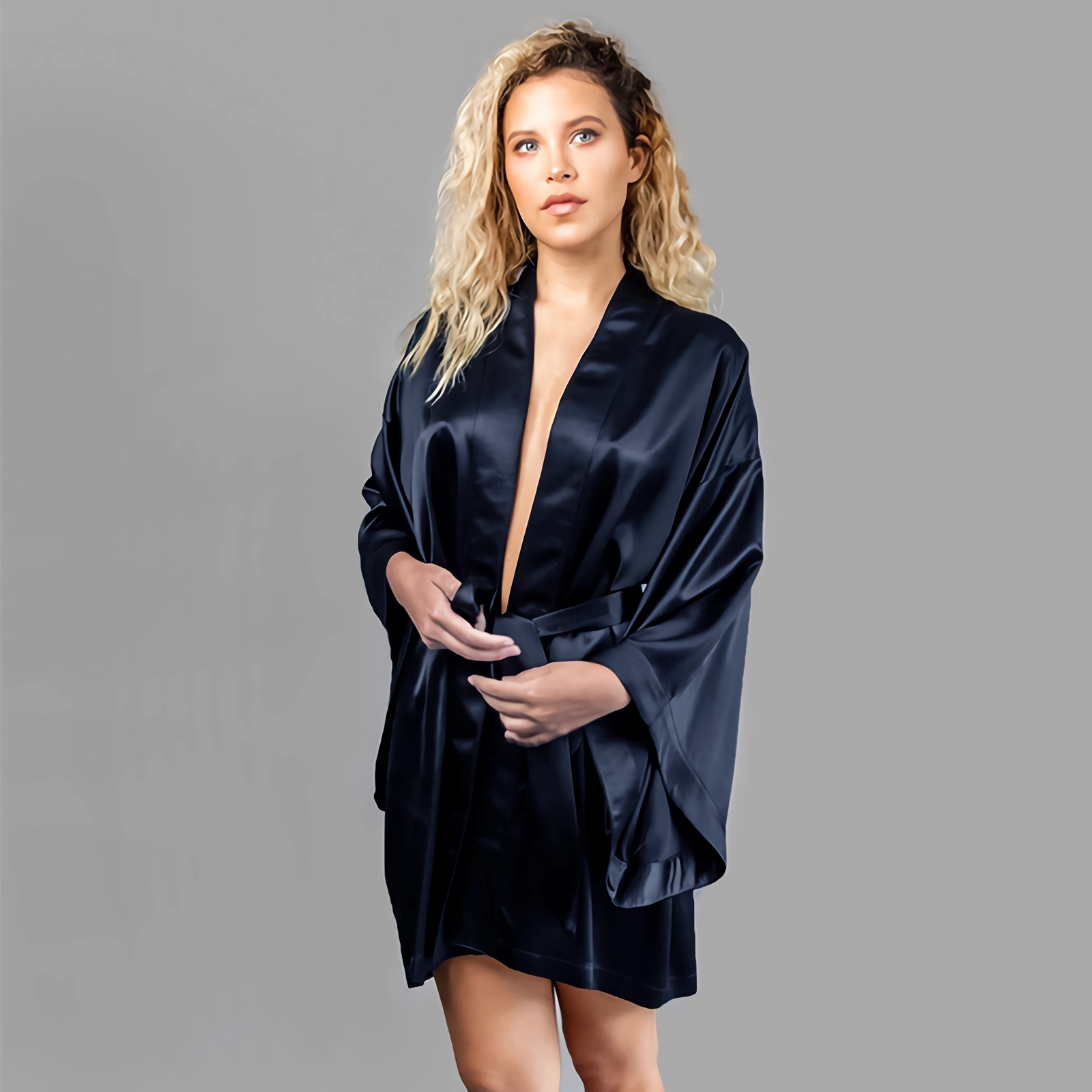 22 Momme Wide Sleeves Short Silk Robe For Women REAL SILK LIFE