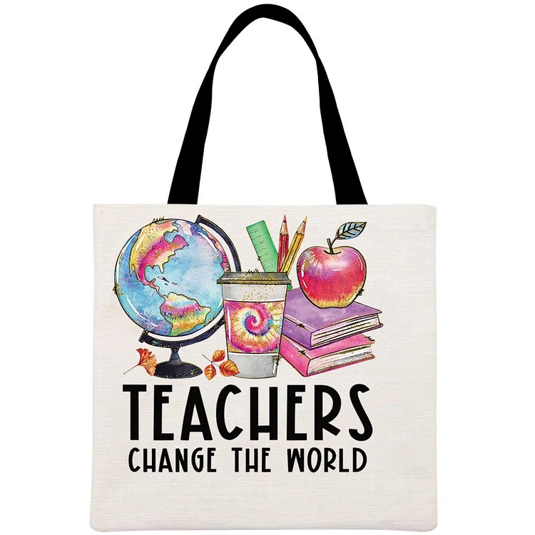 Teachers Change The World Printed Linen Bag