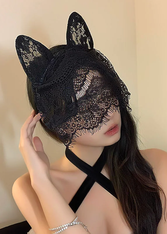 Lace Sexy Cat Ears Hair Hoop Black Veil Headdress Sexy Mask