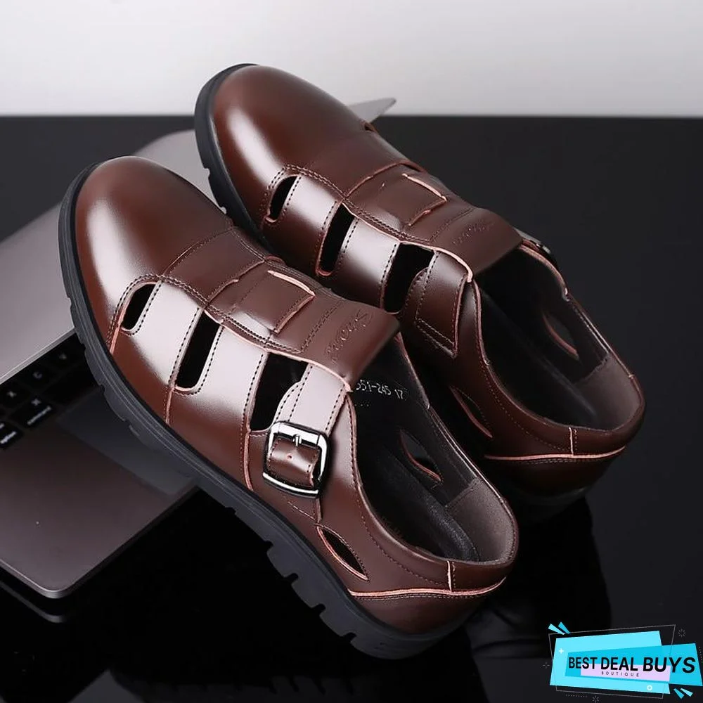 Men's Genuine Leather Sandals Plus Size Oxford Sandal Shoes