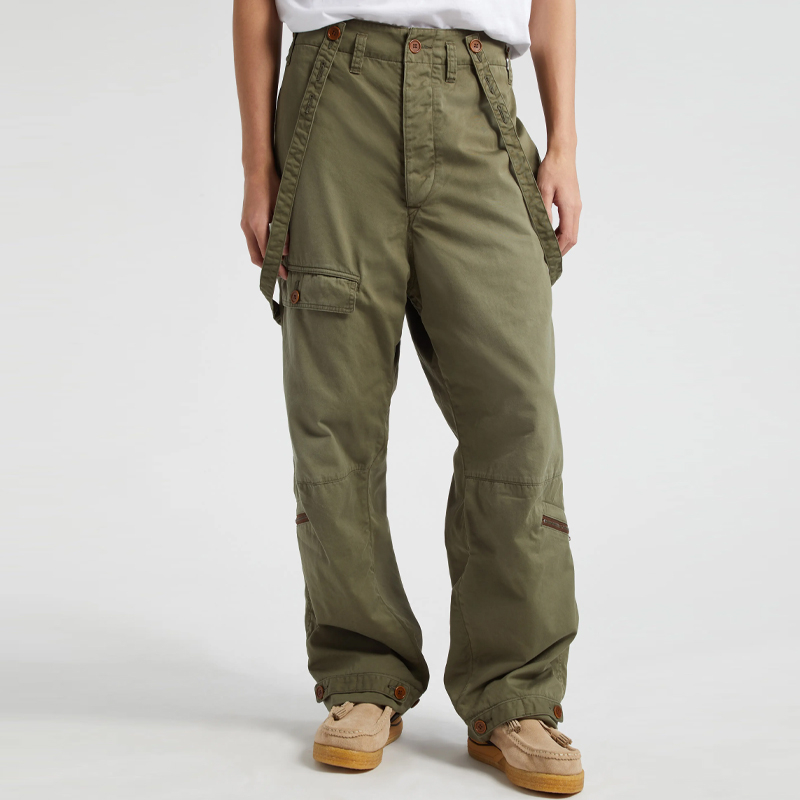 Vintage Washed Distressed Straight-Leg Cargo Pants