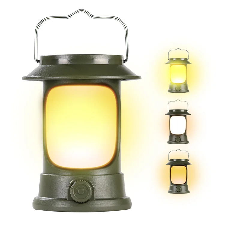 LED Rechargeable Camping Lantern, Rotary Dimming Lantern with 3 Light Colors