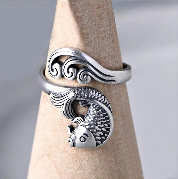 Balmora Silver Koi Fish Ring