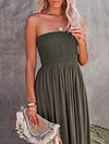 Solid Color Bandeau Bohemia Maxi Dress