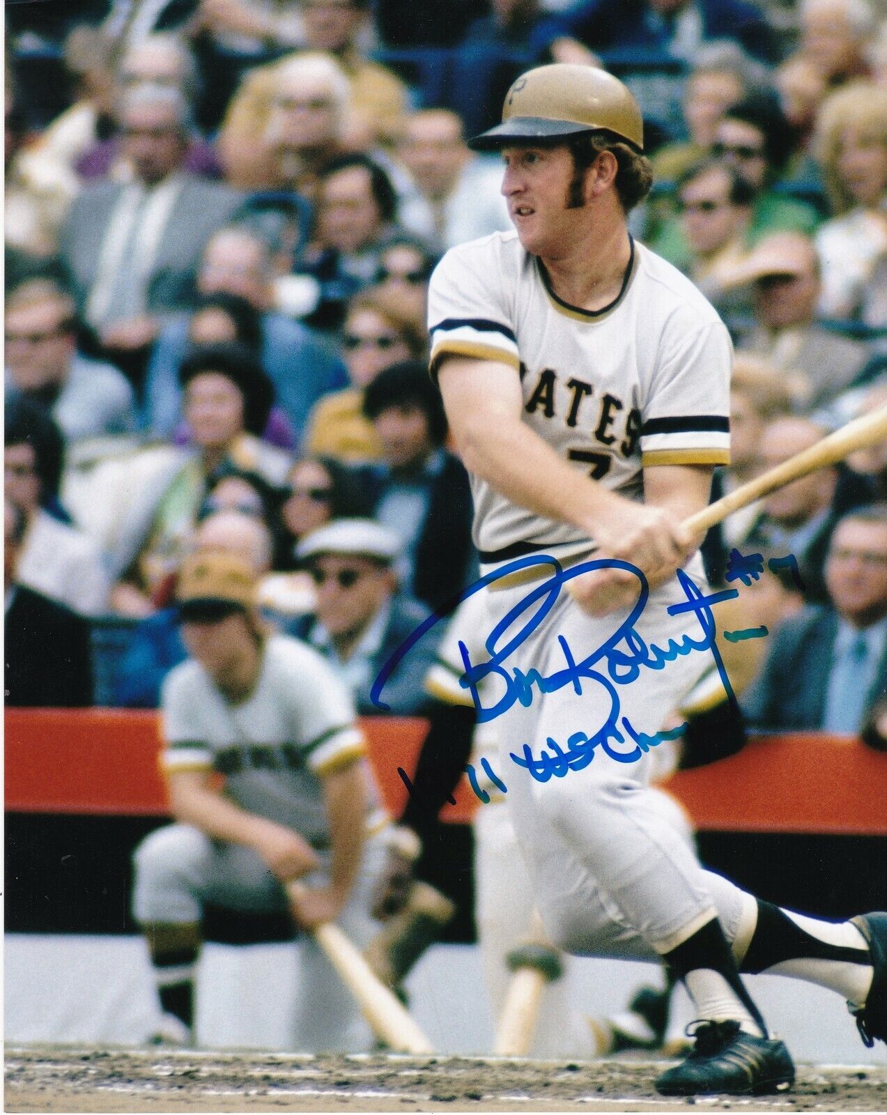 BOB ROBERTSON PITTSBURGH PIRATES 1971 WS CHAMPS ACTION SIGNED 8x10