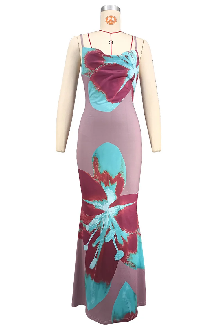 chinese dress ladies Zone Planet | Deep-V 3D Flower Strappy Backless Fishtail Dress main image 0