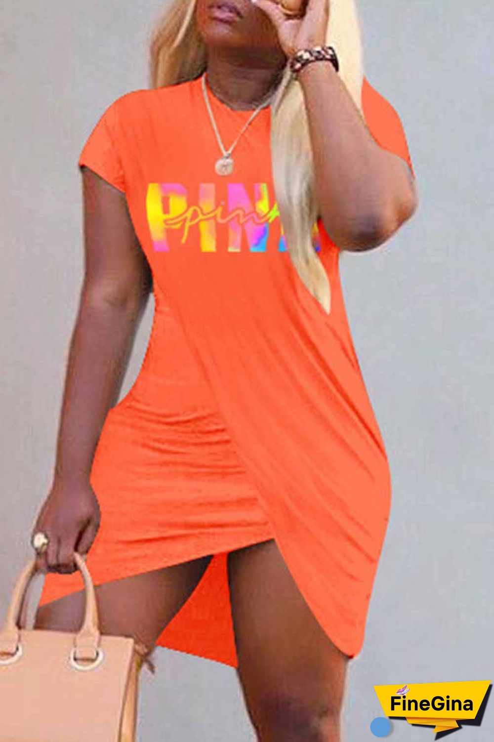 Black Casual Print Letter O Neck One Step Skirt Dresses