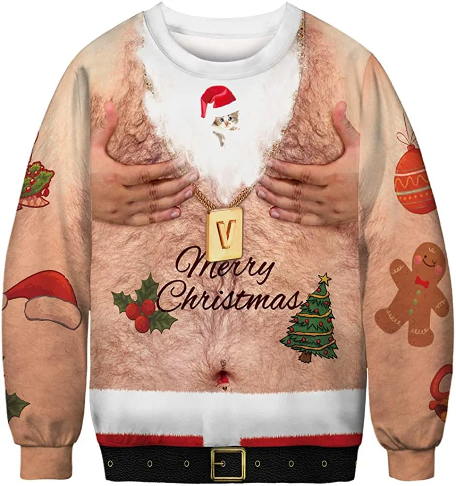 Unisex 3D Fun Spoof Printed Christmas Sweatshirt / DarkAcademias /Darkacademias