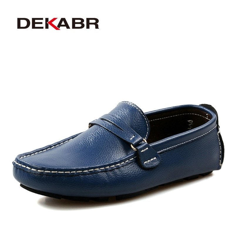 DEKABR PU Leather Men Casual Shoes Classic 2021 Mens Loafers Moccasins Breathable Slip On Black Driving Shoes Big Size 38-48