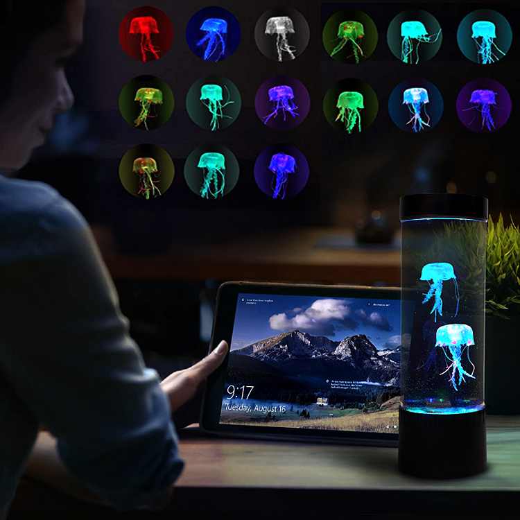 Jellyfish Lamp,7 Color Changing Night Light,USB Jellyfish Desk  Lamp,Aquarium Lamp Jellyfish Bubble Mood Lamp Decor for Living Room Bedroom  Office