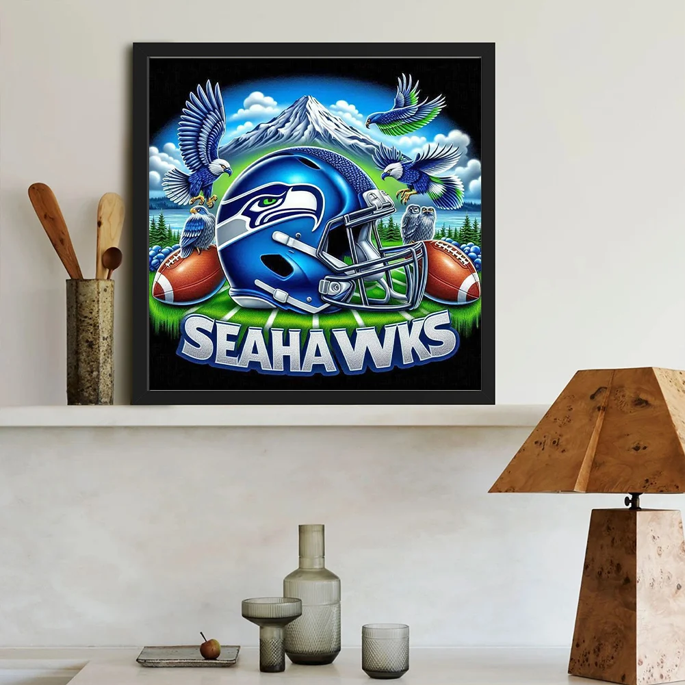 Diamond Painting - Full Round Drill - Seattle Seahawks Helmet(Canvas|40*40cm)