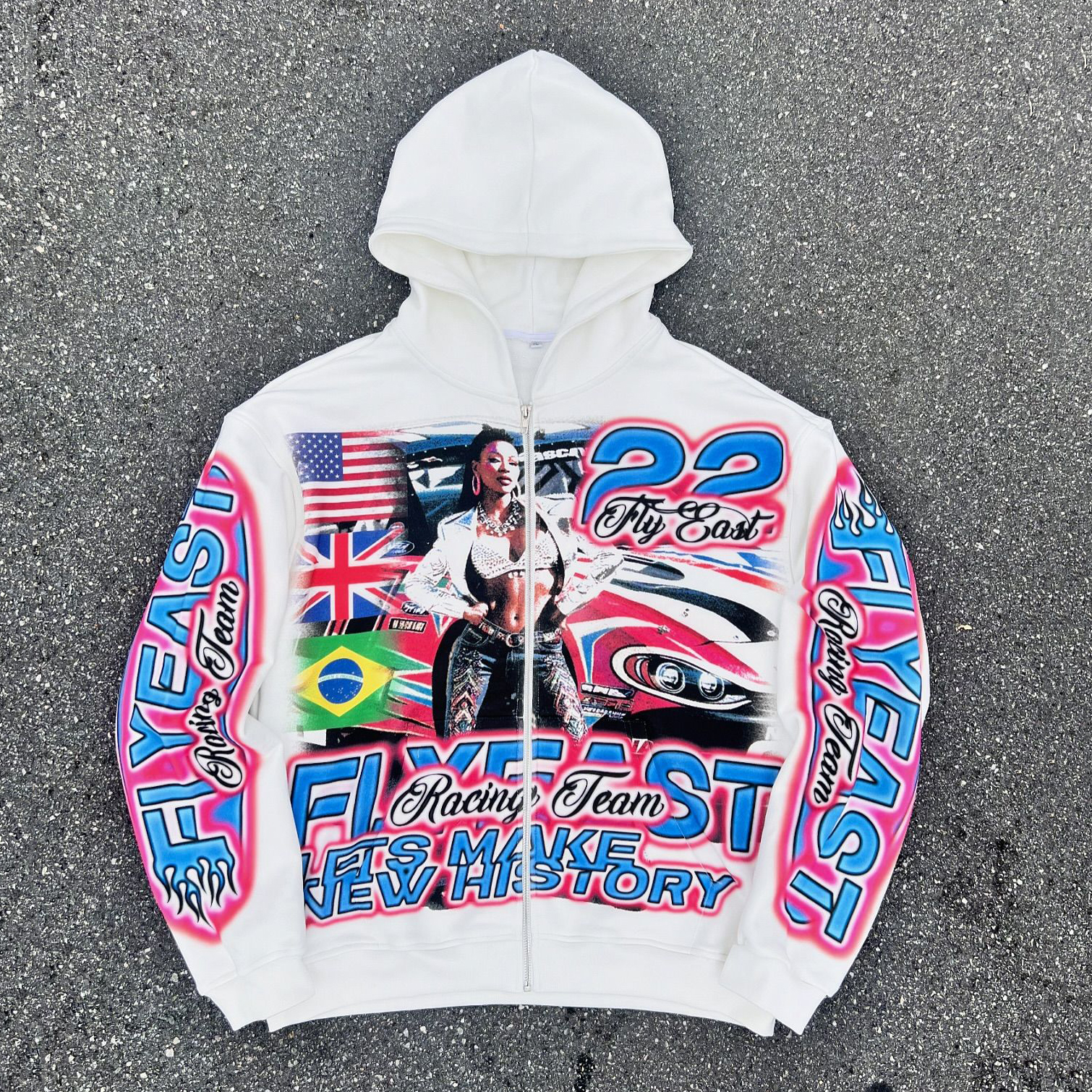 Racer Girl Casual Street Zip-Up Hoodie