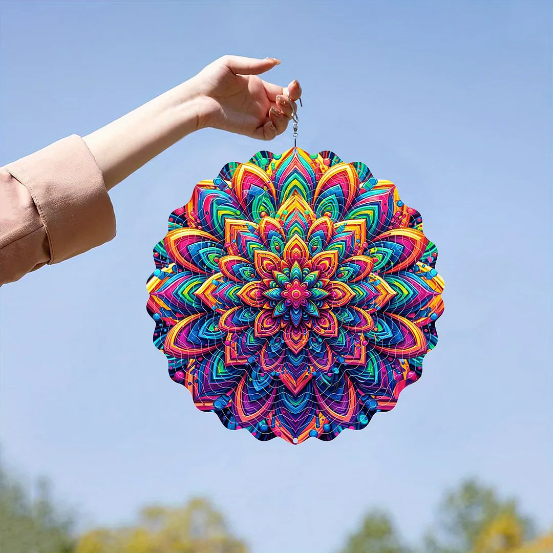 Mandalas Hanging Wind Spinner 360 Degree Rotating 3D Garden Wind Spinners 10-Inch Hanging Wind Catcher Art Gift for Home Garden Halloween Christmas (09)
