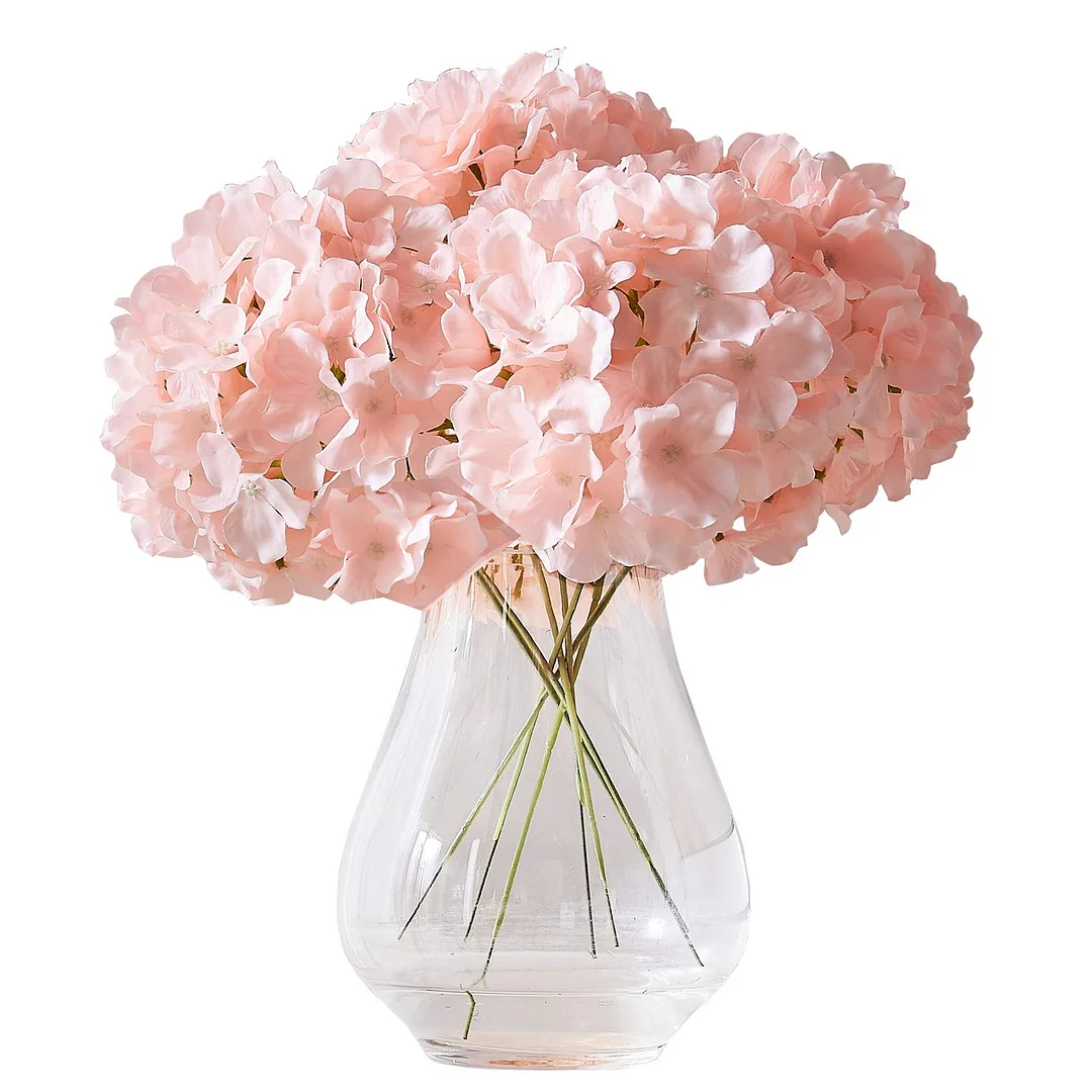 Artificial Hydrangea Flowers Blush Heads 10 Fake Hydrangea Silk Flowers for Wedding Centerpieces Bouquets