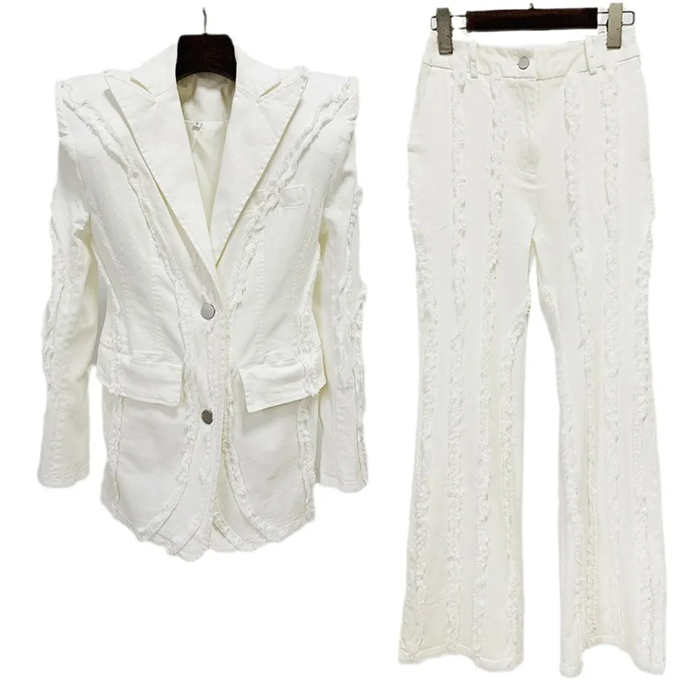 Nigikala Nigikala New Star Fashion Thick Shoulder Pad Tuxedos Denim Jacket Jeans