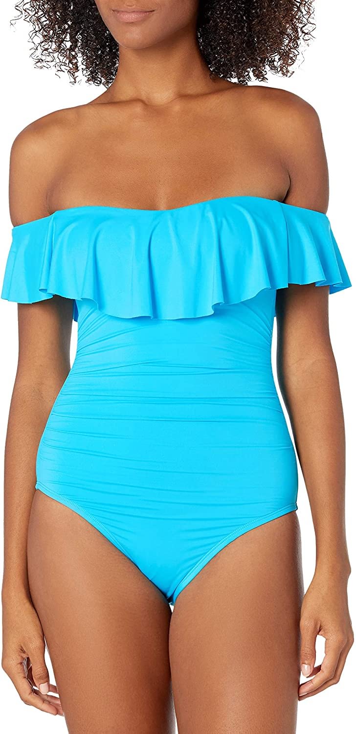 Women's Island Goddess Off Shoulder Ruffle One Piece Swimsuit