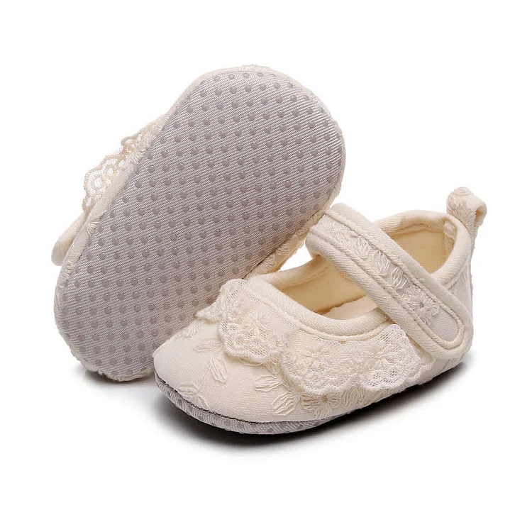 Baby Beige Lace Trim Pre-Walker Shoes