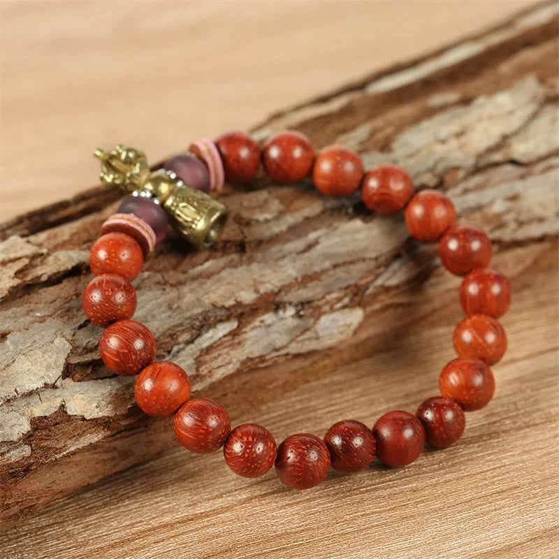 Tibetan Red Sandalwood Dorje Vajra Om Mani Padme Hum Bracelet