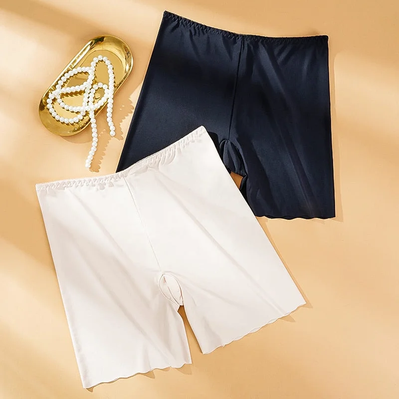 Women Safety Short Pants Summer High Waist Ice Silk Cool Elasticity Soft Panties Plus Size Seamless Boxers for Women Underwear