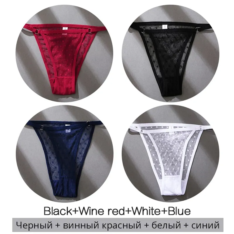 FINETOO M-2XL Sexy Panties Women Dot Lace Bikini Underpants Low Waist Lace Underwear Plus Size Panty Ladies Lingerie Girls Panty