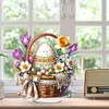 (US Only)2D Flat Easter Basket Egg DIY Desktop Diamond Art Kits Acrylic Diamond Art Decor
