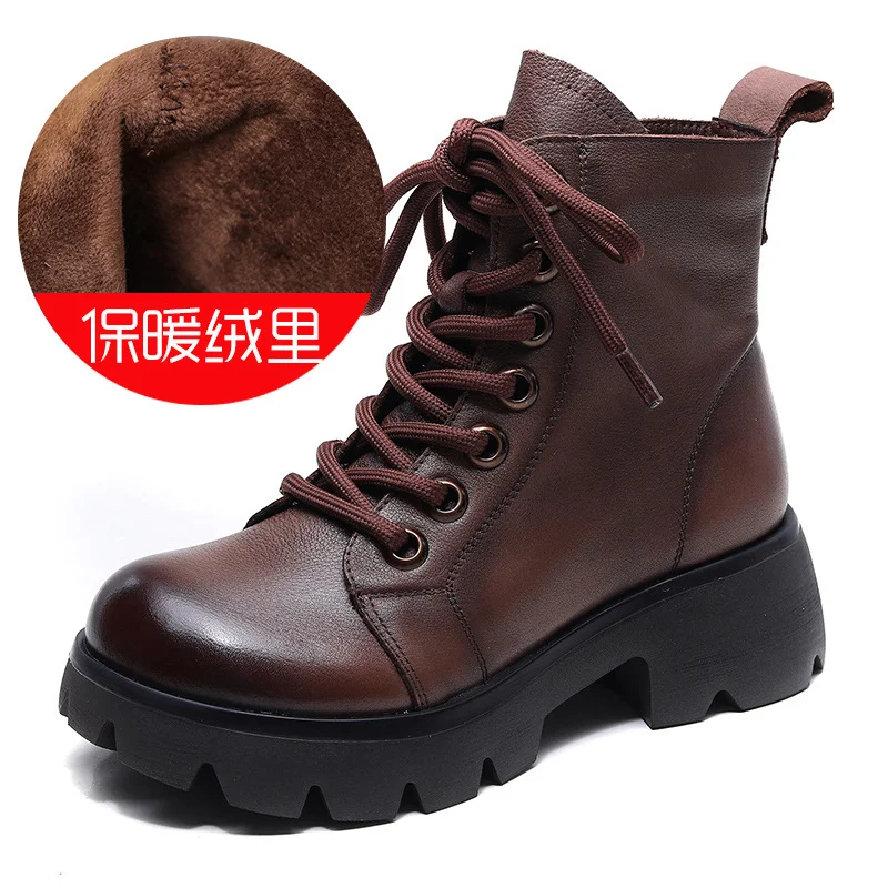Yyvonne Time 99] Water Washing Layer Of Kraft Rubber Foam Bottom List Plus Velvet With Handmade Martin Boots Woman