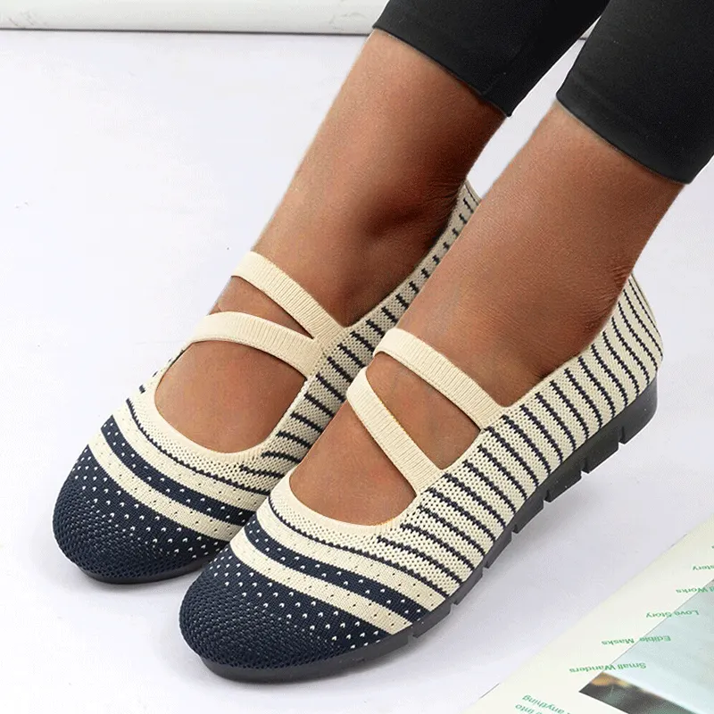 Women's Weaving Breathable Wide Casual Elderly Loafers Flats Shoes 