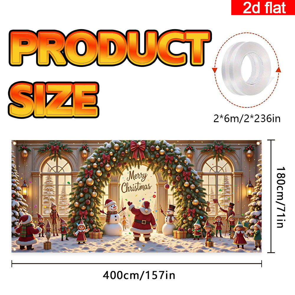 Tegooe Christmas Arch Garage Door Banner Decoration with Santa