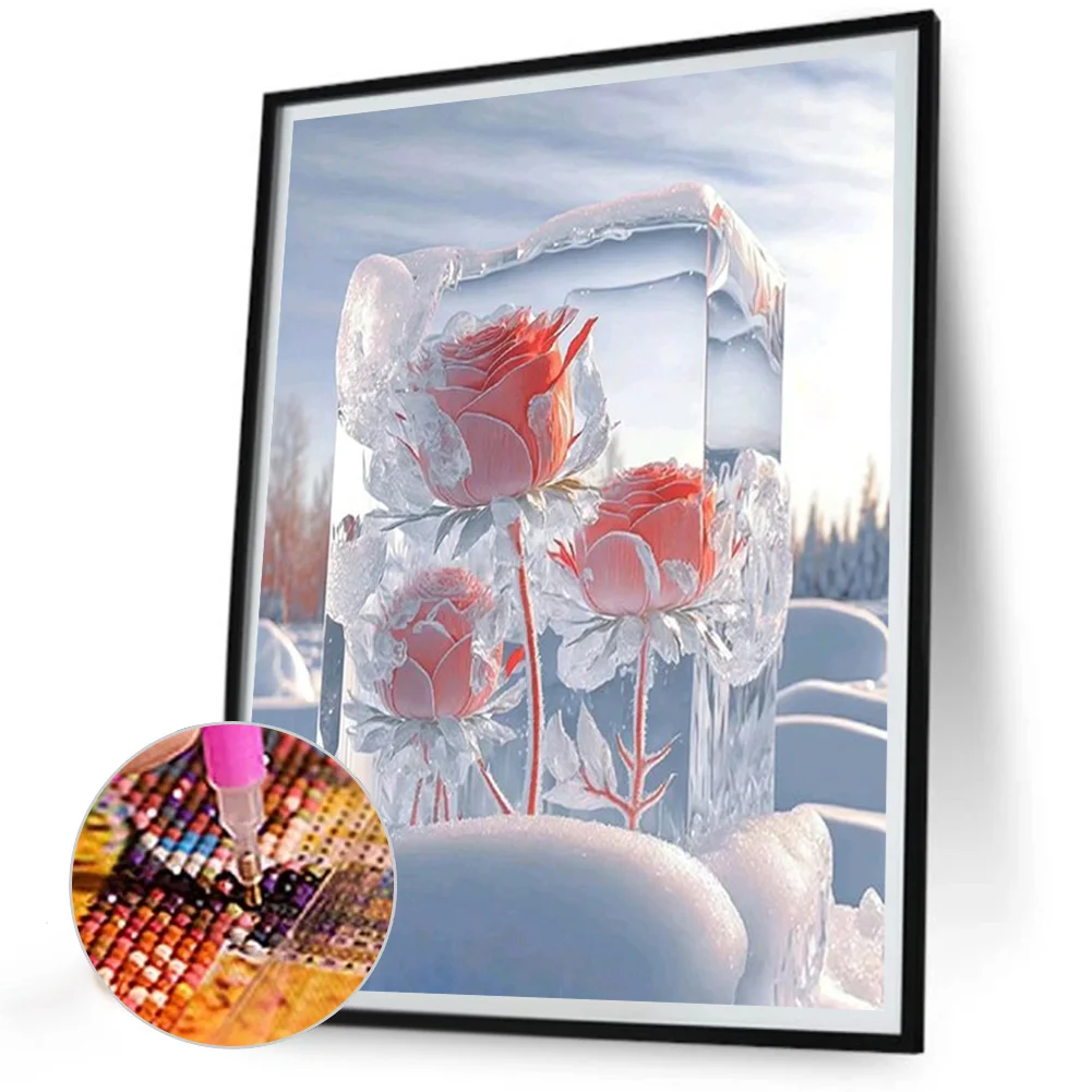 Diamond Painting - Full Round Drill - Ice Cube Rose(Canvas|30*40cm)