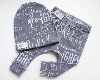 Pornhint Unisex Newborn Custom name leggings and beanie, PERSONALIZED, made to order
