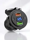 12-24V Car Charger Socket with Switch & Voltmeter Waterproof Cigarette Outlet Replacement Motorcycle USB Charger Suitable for Boat Golf Cart RV Motorcycle Truck