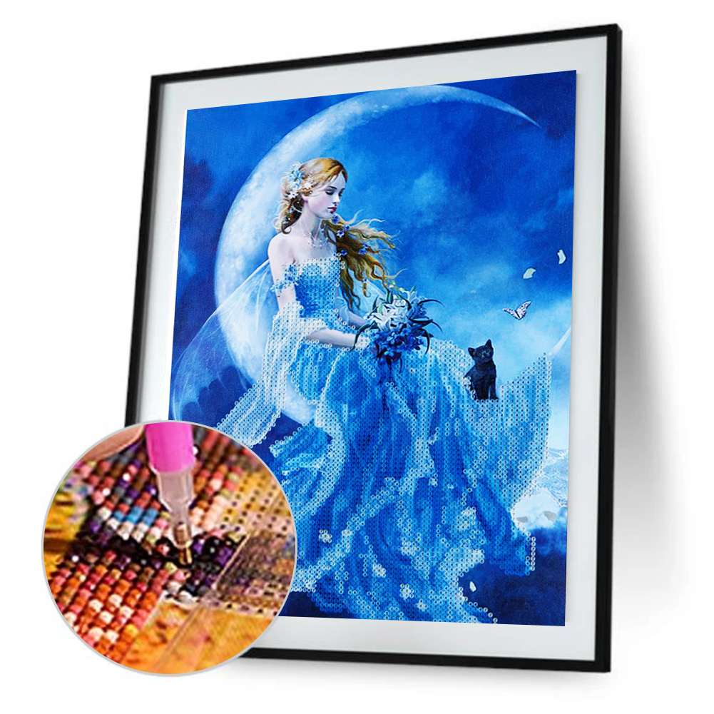 

30*40CM Round Drill Diamond Painting-Moon Goddess, 501 Original