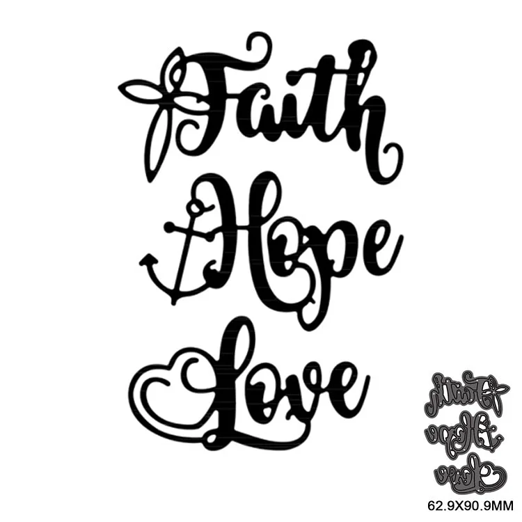 3 pcs Metal cutting die letter Faith Hope Love for Christmas scrapbooking paper card making photo album craft template mold 2021
