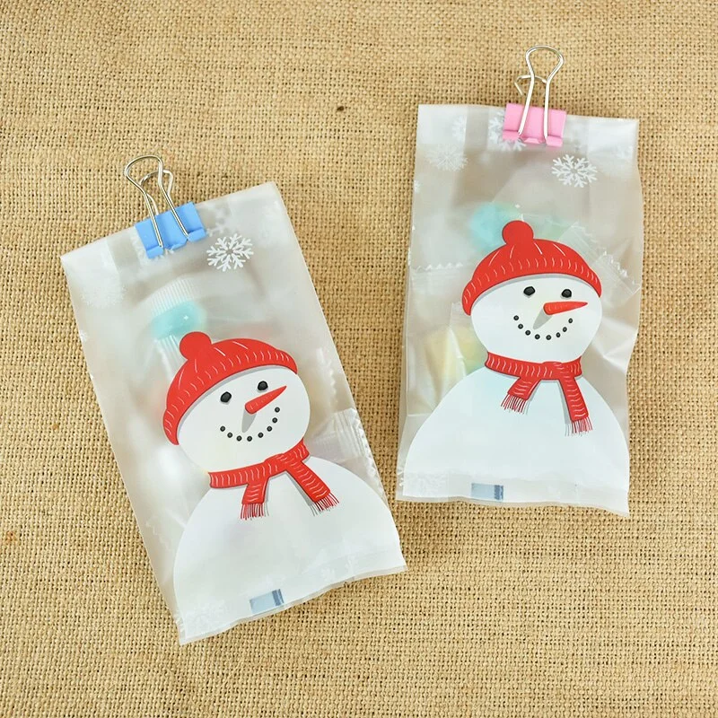 25/50pcs Cute Snowman Plastic Gifts Bags Candy Cookie Baking Packaging Bag Christmas New Year Winter Party Decoration Favors