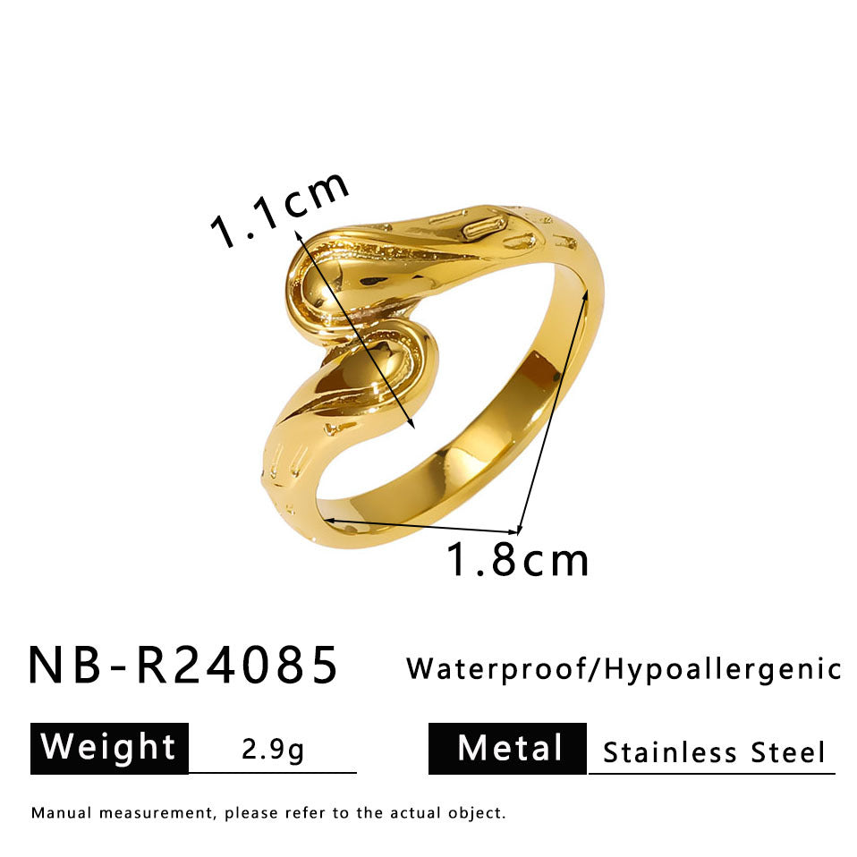 2025 Popular Hand Jewelry Geometric Stainless Steel Texture Line Knot Ring Female Ring