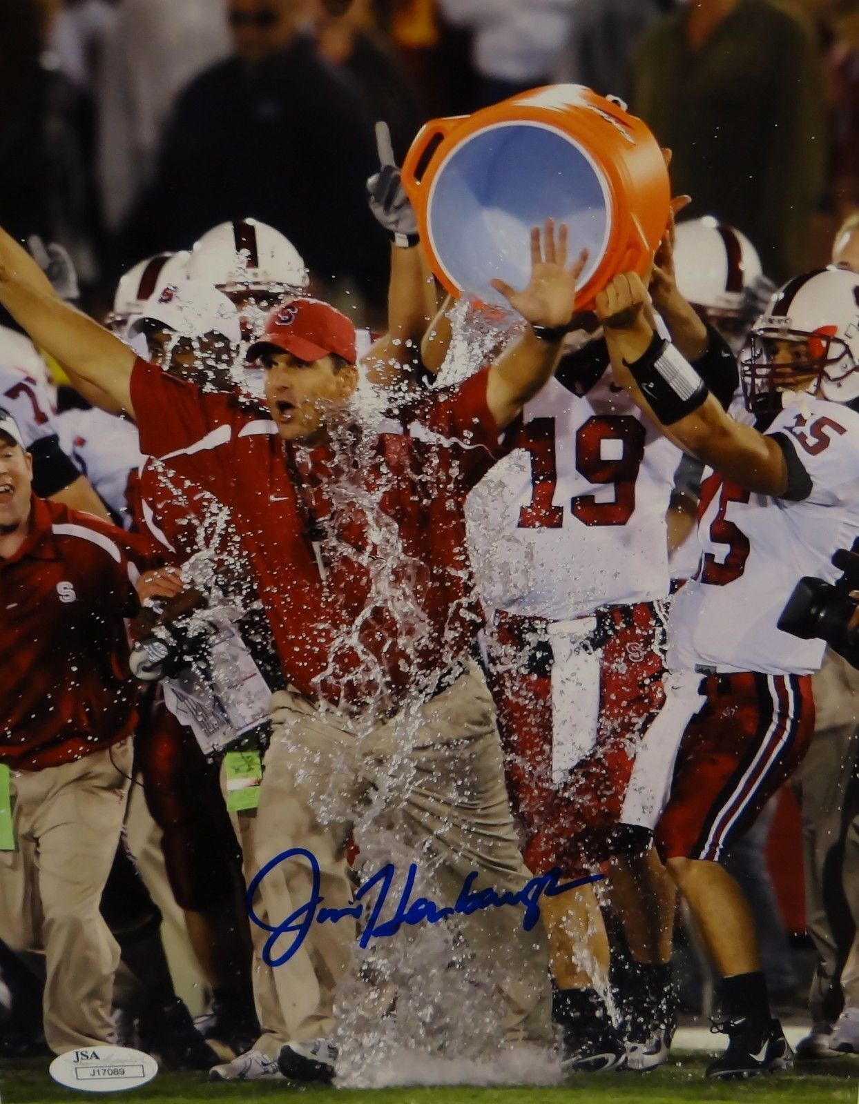 Jim Harbaugh Autographed 8x10 Stanford Cardinals Photo Poster painting- JSA Authenticated