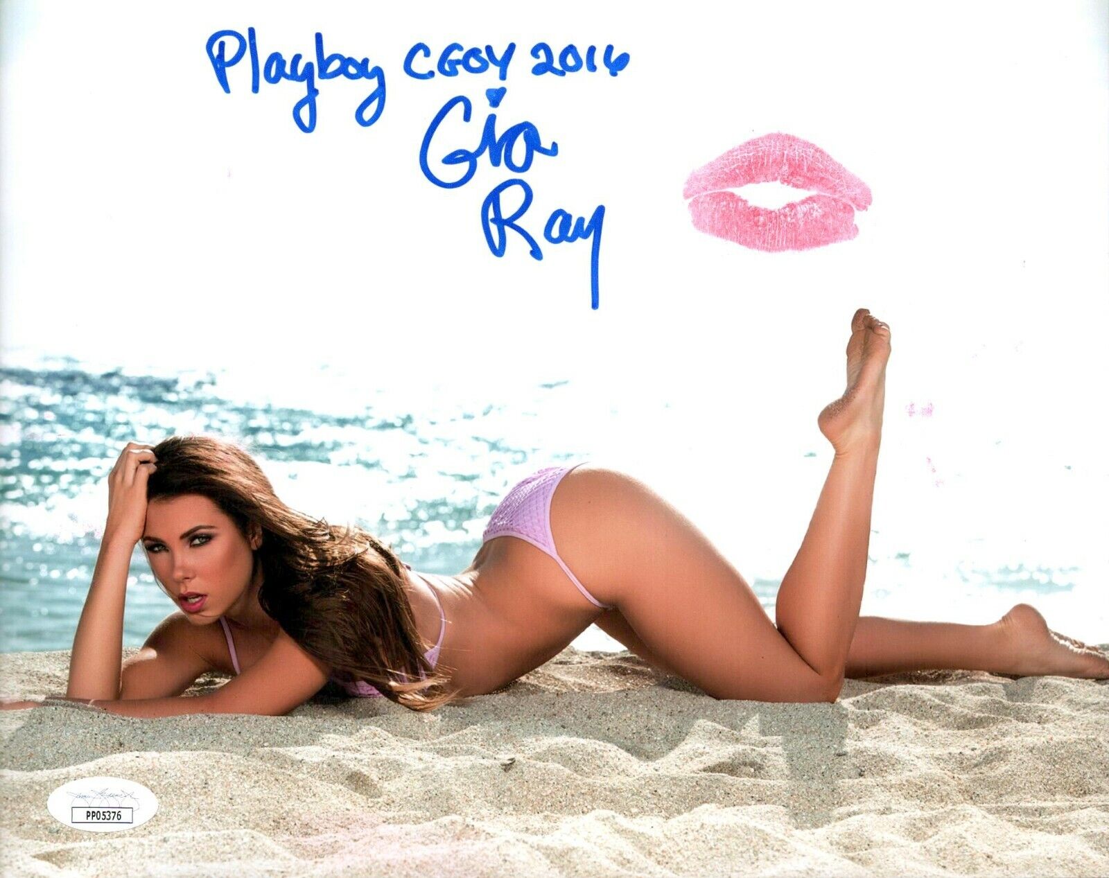 GIA RAY Hand Signed SEXY KISS PRINT Model 8x10 Photo Poster painting Autograph JSA COA Cert