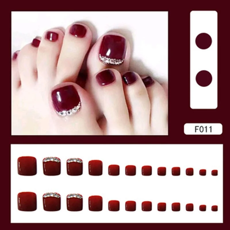 24pcs Fake French ToeNails With Glue Type Removable Square Short Paragraph Nude Color Fashion Manicure False ToeNails Press On D
