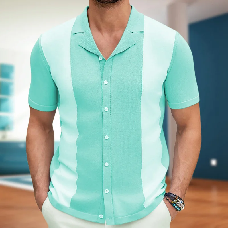 Uveng Uveng Men's Cardigan Knits Men's Sexy Shirts Collar Business Casual Polo Shirts