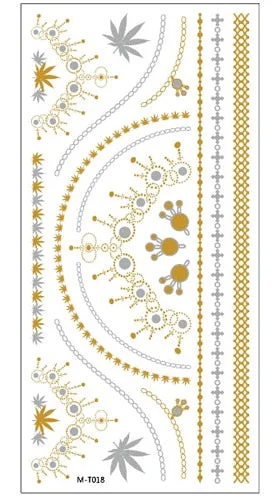 1sheet Indian Arabic body art women metallic temporary Mandala Flash Tattoos necklace sticker gold lace tatoo tatuagem maquiagem