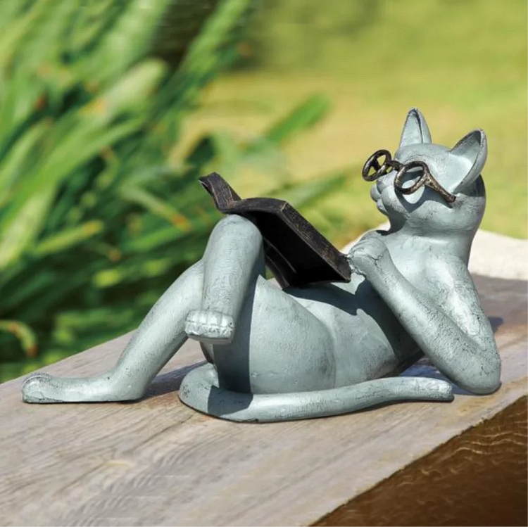 Reading Cat Table Sculpture