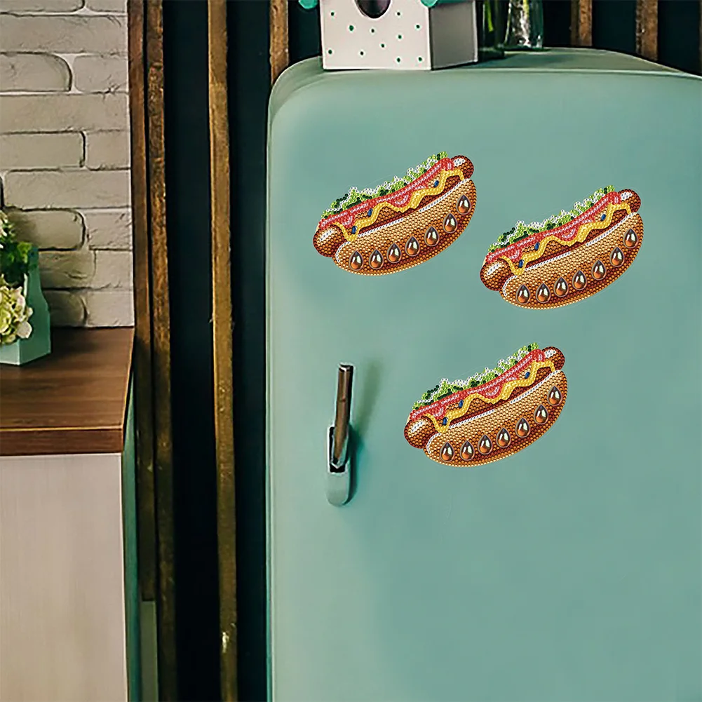 1pcs DIY Hamburger Diamond Painting Magnets Refrigerator for Adults Kid Office Car Fridge