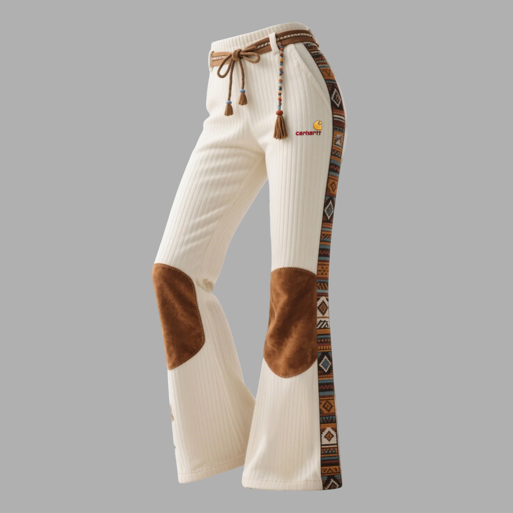 Women's Retro Ethnic Style Half-zip Hooded Sweatshirt And Trousers Set, Made Of Vertical Striped Color-blocked Suede Mat