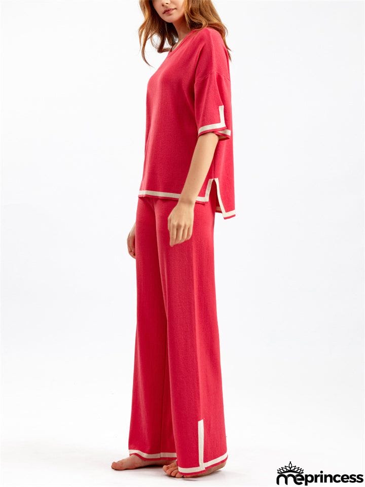 Women's Comfortable Temperament Knitted 2-piece Loungewear Sets