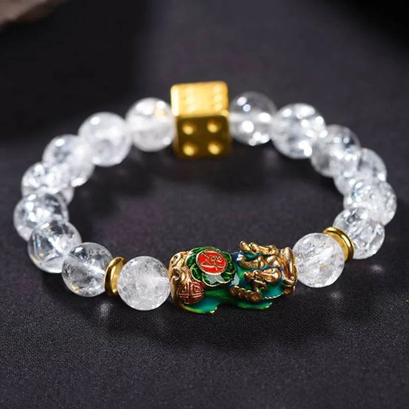 Pixiu Color-Changing White Crystal Dice Wealth Bracelet