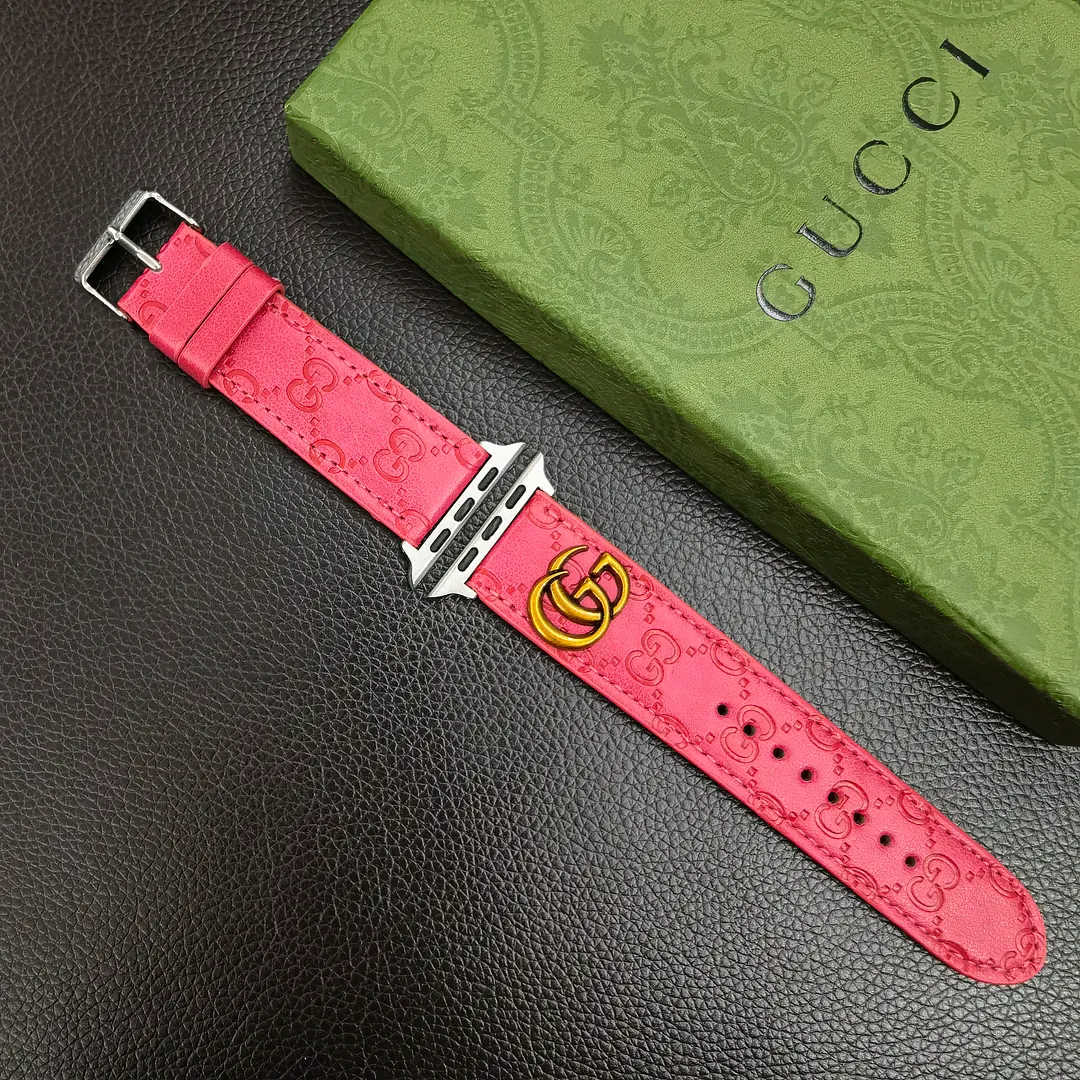 OPHIDIA GG Metal Monogram Gucci Leather Apple Watch Band