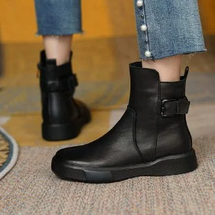 Christmas Gift Retro Martin Boots Women Platform Casual Shoes High Top 2021  Auutmn /winter New Female Fashion Snow Boots Black Ankle Boot 1887