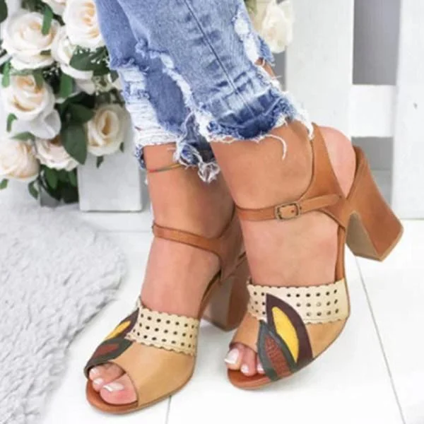 Women Exotic Style Buckle Comfortable High-Heeled Sandals