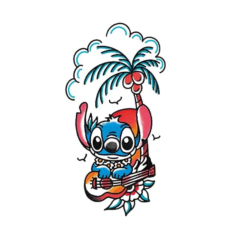 Sdrawing Temporary Tattoo Sticker Anime Cartoon Cute Pink Hair Girl Flower Necklace Fake Tatto Flash Tatoo Art for Women Men