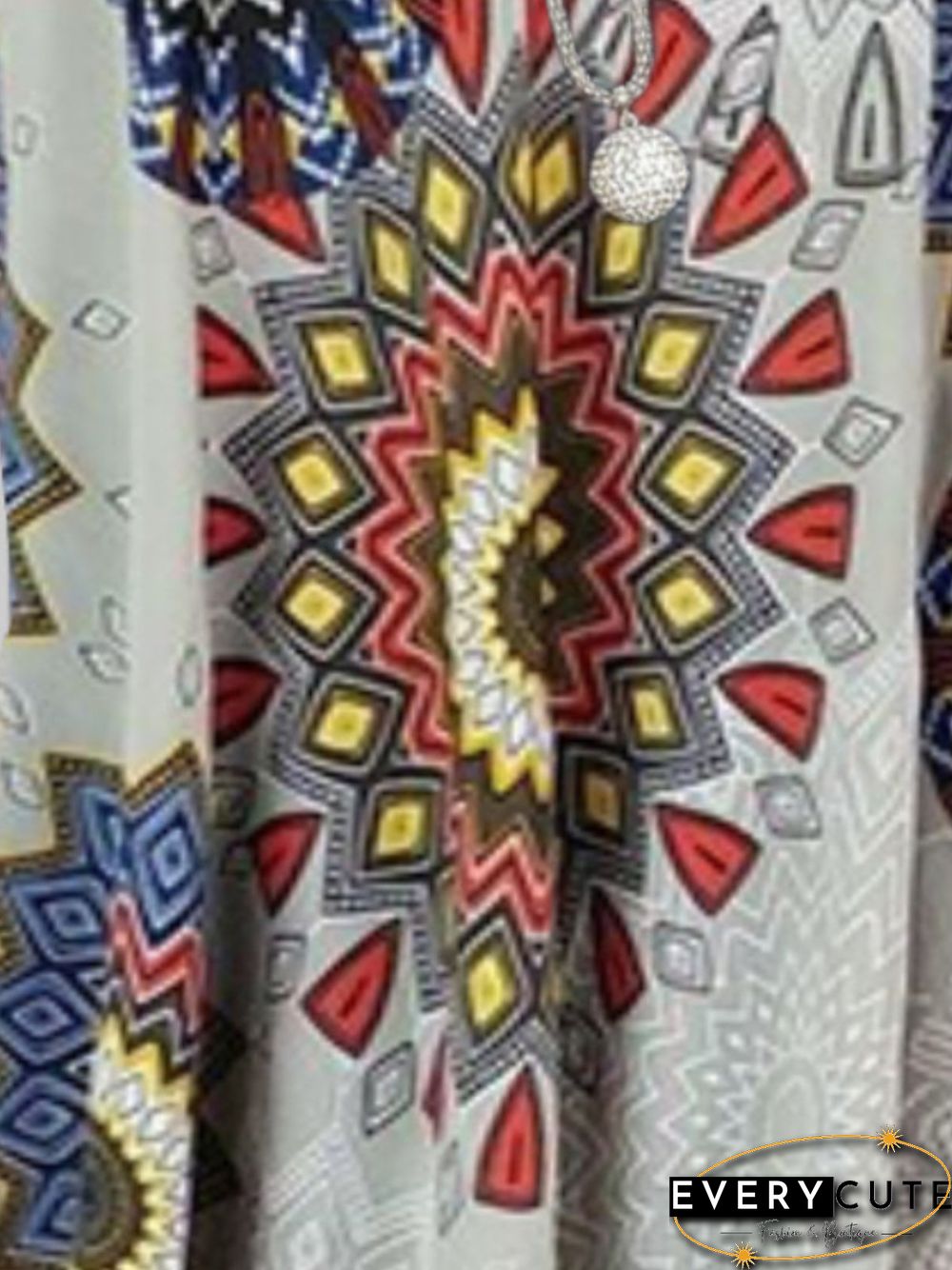 Gray Casual Floral-Print V Neck T-shirt